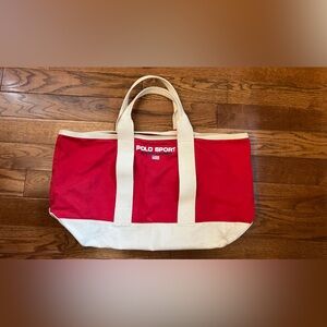Vintage 90’s Polo Sport Ralph Lauren Canvas Tote Beach Weekend Bag USA Flag
